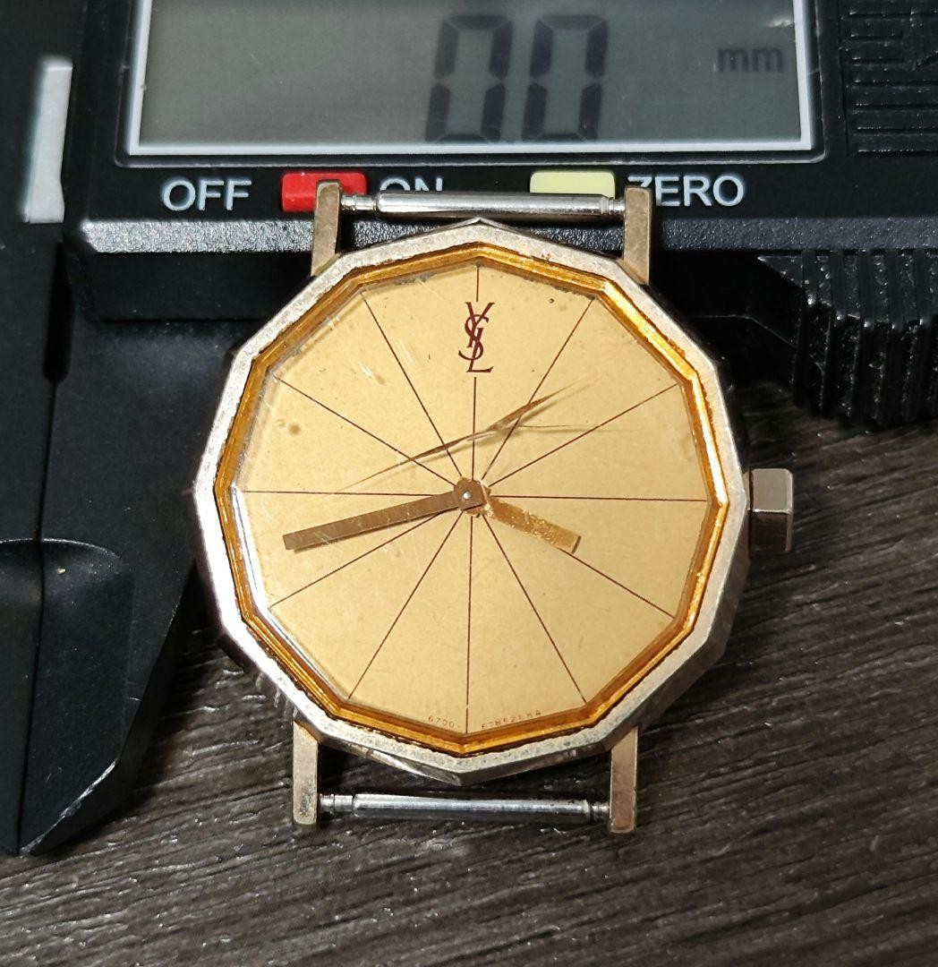 Yves Saint Laurent Mens Hand-Wound Gold Dial Watch Steel Case Used