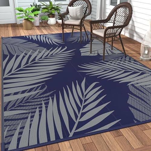  Outdoor Rug 9' x 12' Waterproof for Patios Clearance, Reversible Outdoor 