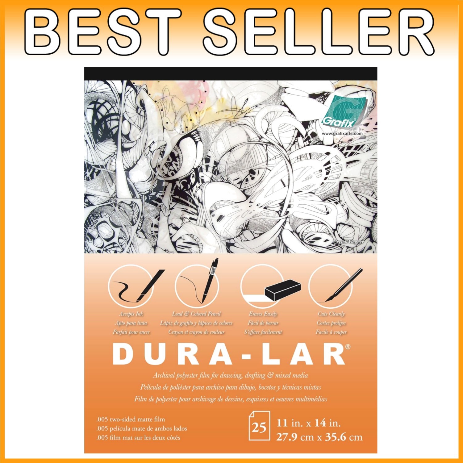 Economical Translucent Film for Drawing, 11"x14", 25 Sheets