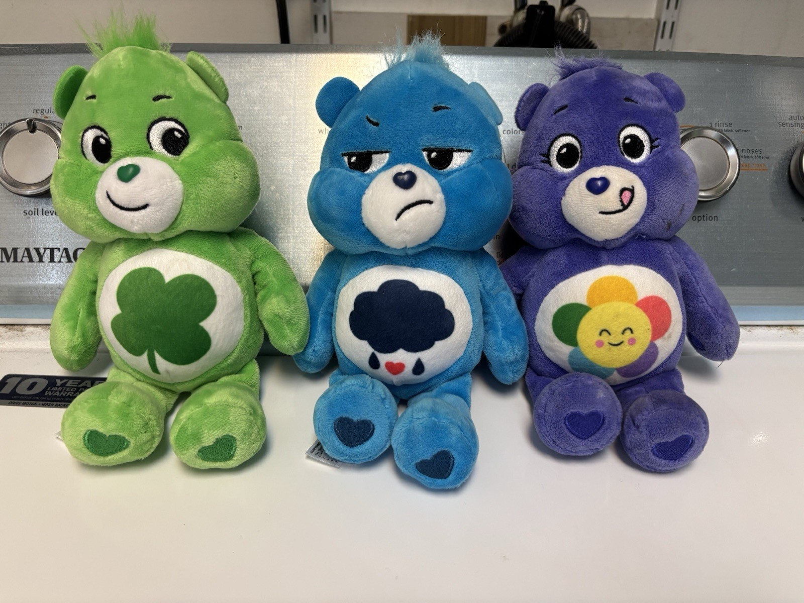 Care Bears, 10 inch,Grumpy Good Luck Harmony Plush Bear Lot Green Blue Purple 3 