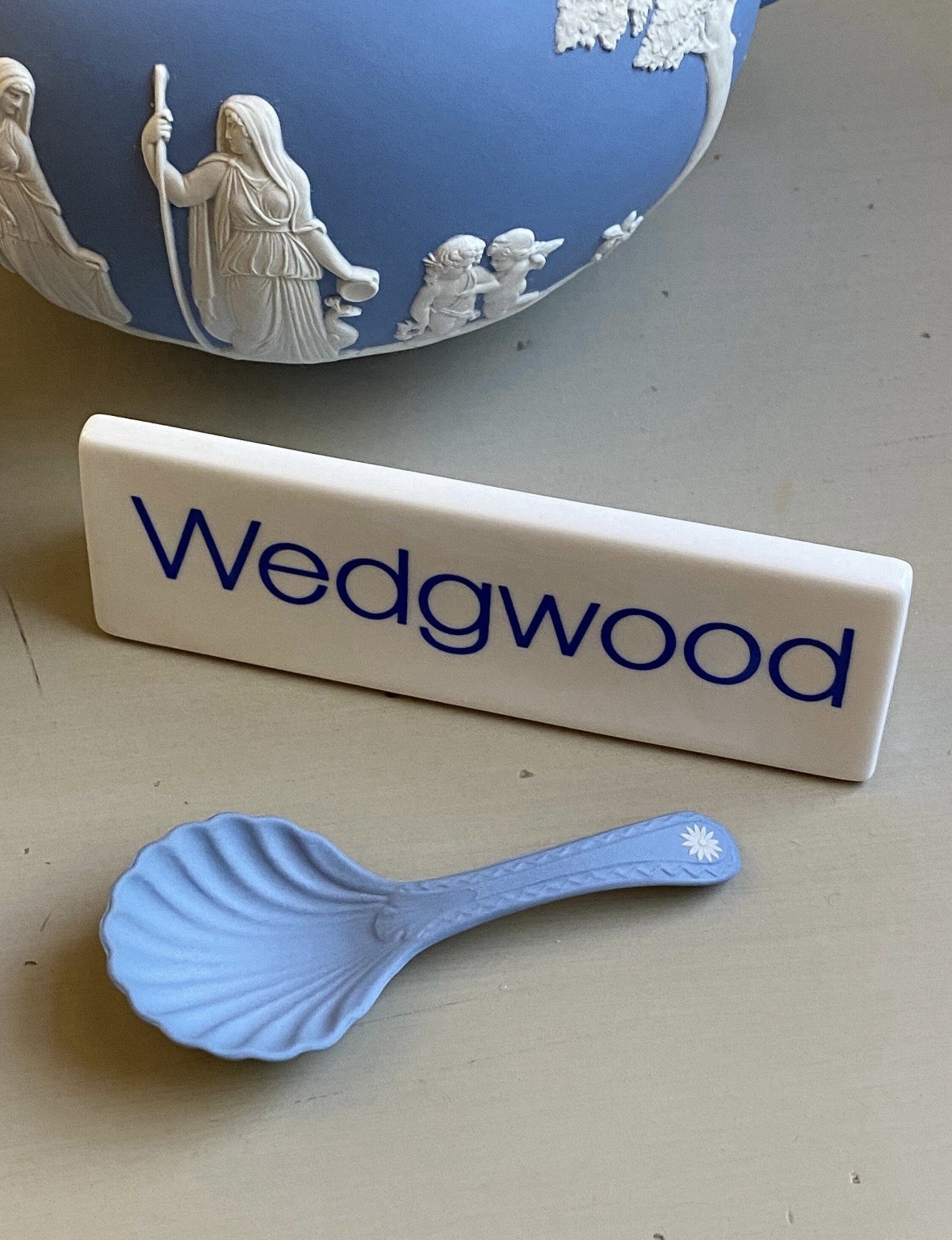Wedgwood Blue Jasperware Tea Caddy Spoon