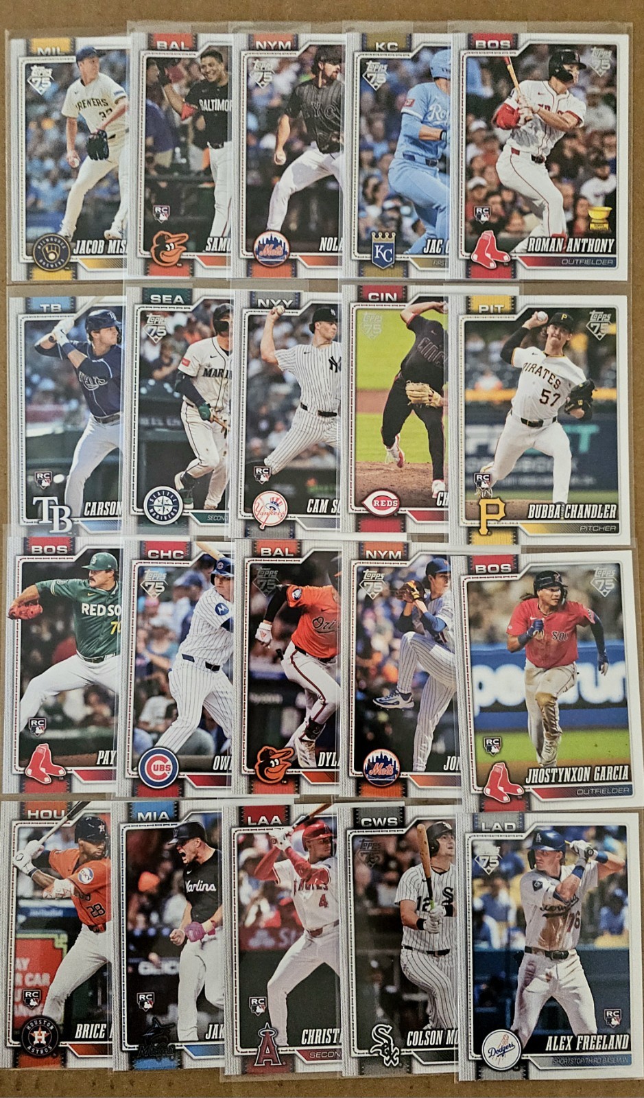 2026 TOPPS BASEBALL SERIES 1 TOP 20 ROOKIES LOT (Roman Anthony, Jac Caglianone)