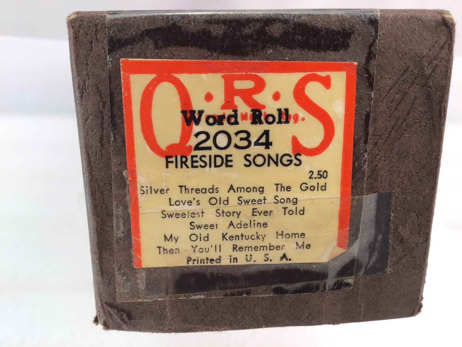 QRS Word Roll 2034 FIRESIDE SONGS -SWEET ADELINE-MY OLD KENTUCKY HOME-LOVES OLD
