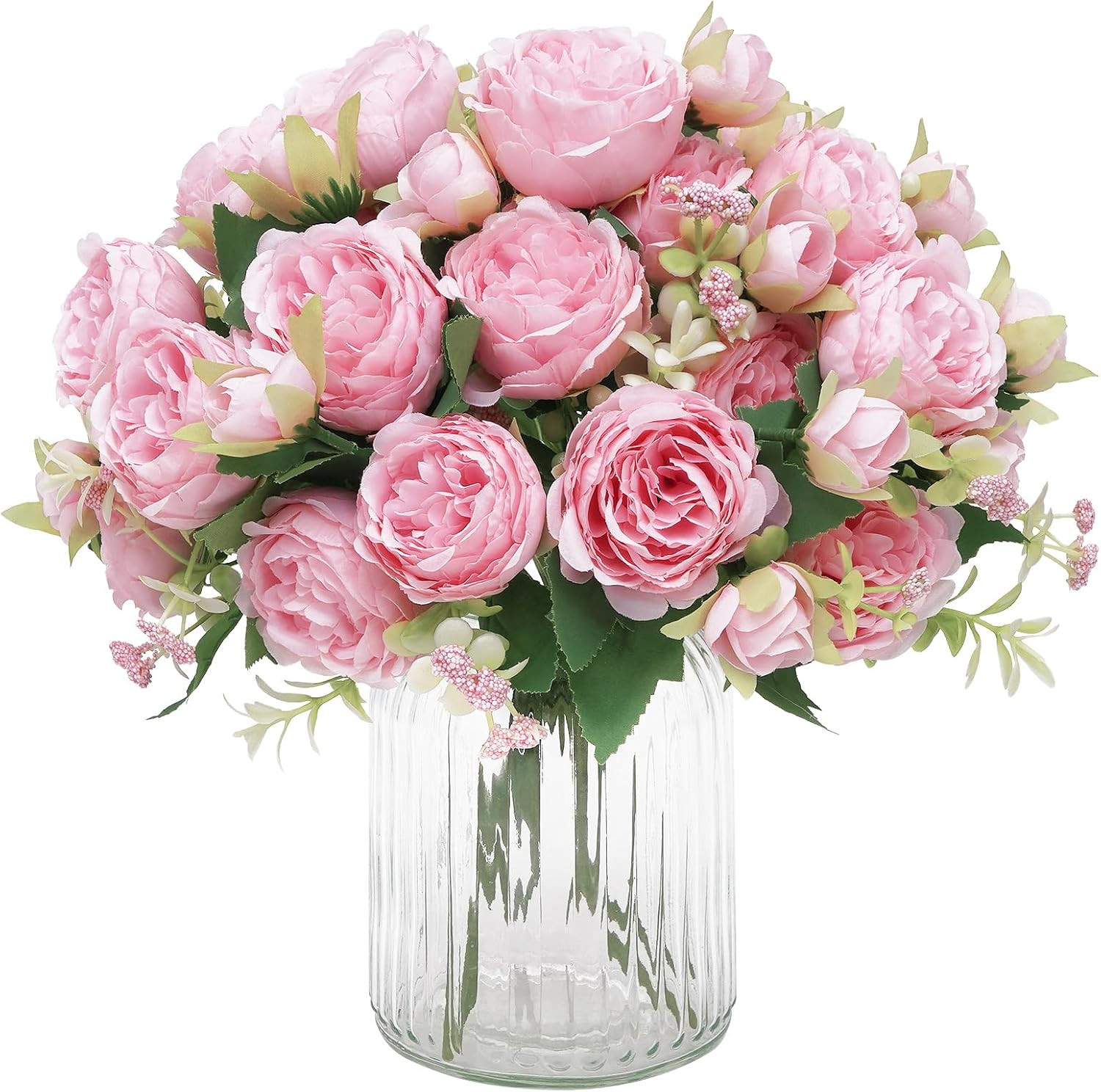 2 Packs Peonies Artificial Flowers, Light Pink Artificial Peonies, Silk Peonies 
