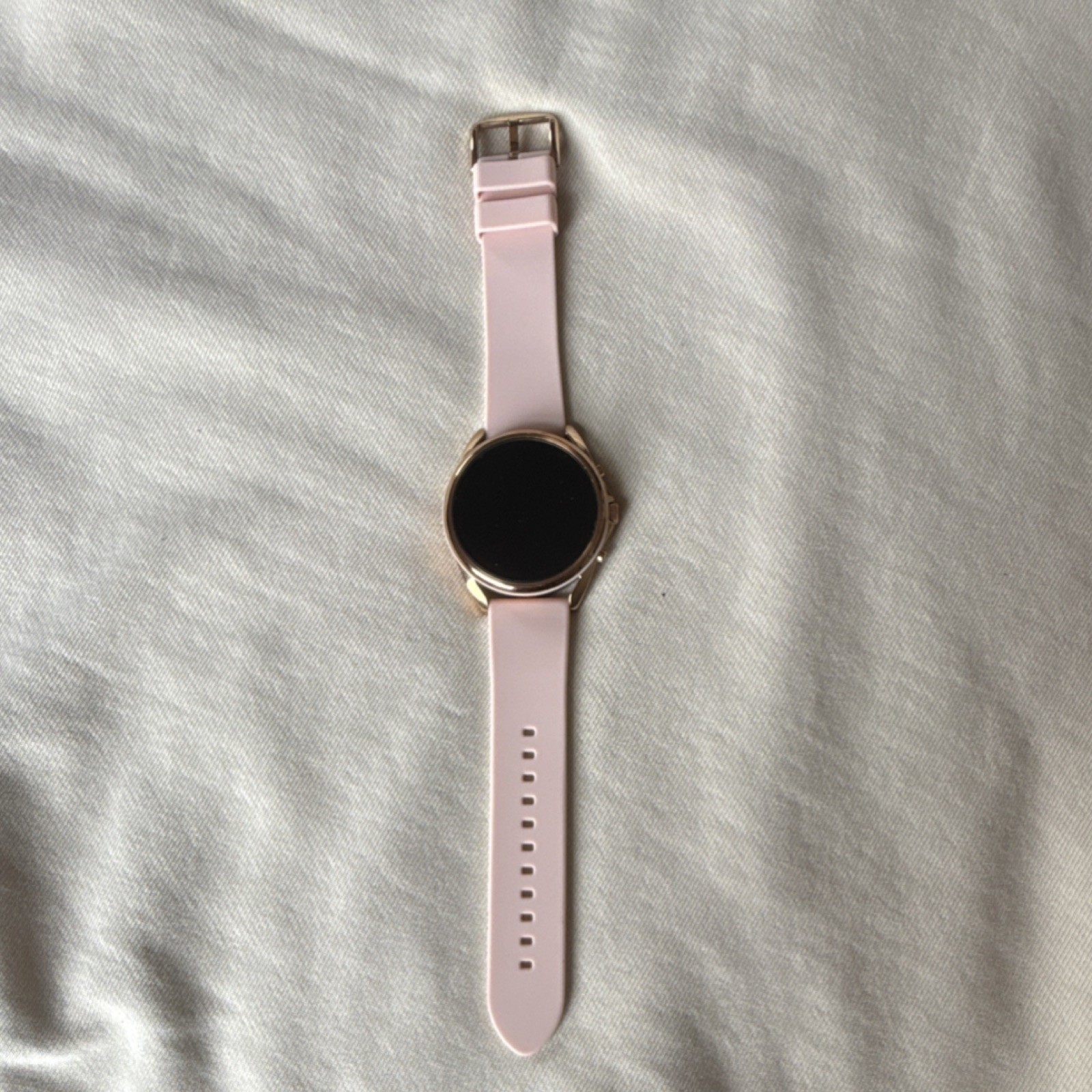 Fossil Smart Watch Stylish Design Pink Silicone Band Gold Metal Case Gold Buckle