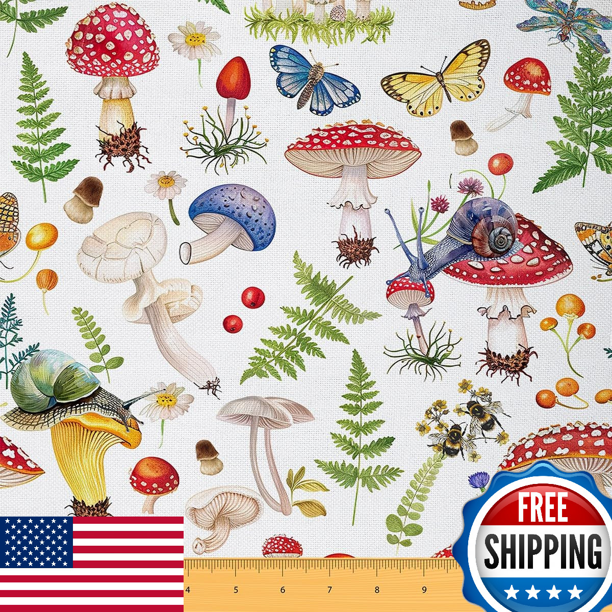 Feelyou Cute Mushroom Upholstery Fabric 2 Yards - Waterproof & Durable