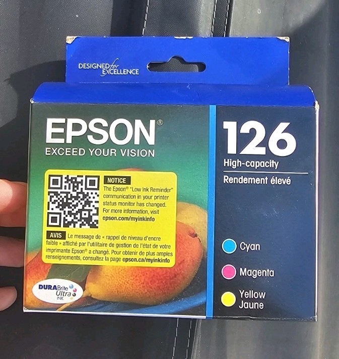 Epson T126520 126 High-Capacity Ink Cartridge 3 Pieces - Cyan/Magenta/Yellow