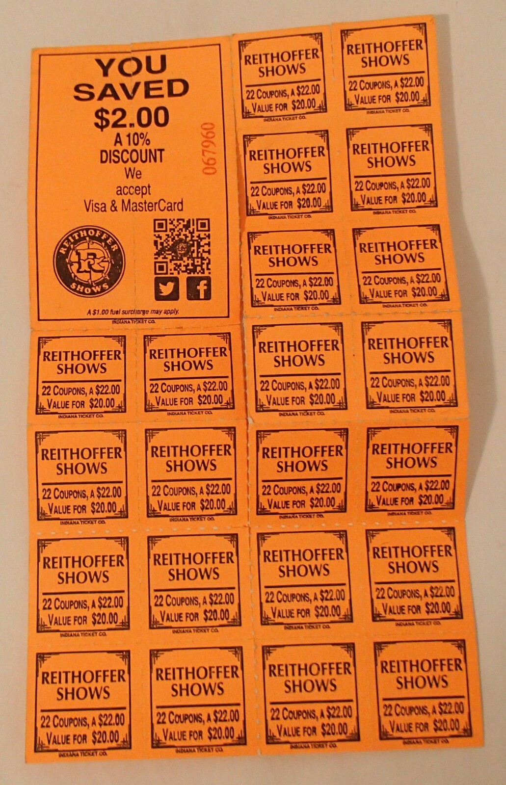 Reithoffer Shows Amusement Park Fair Festival Ride Tickets 22 Coupons $22 value