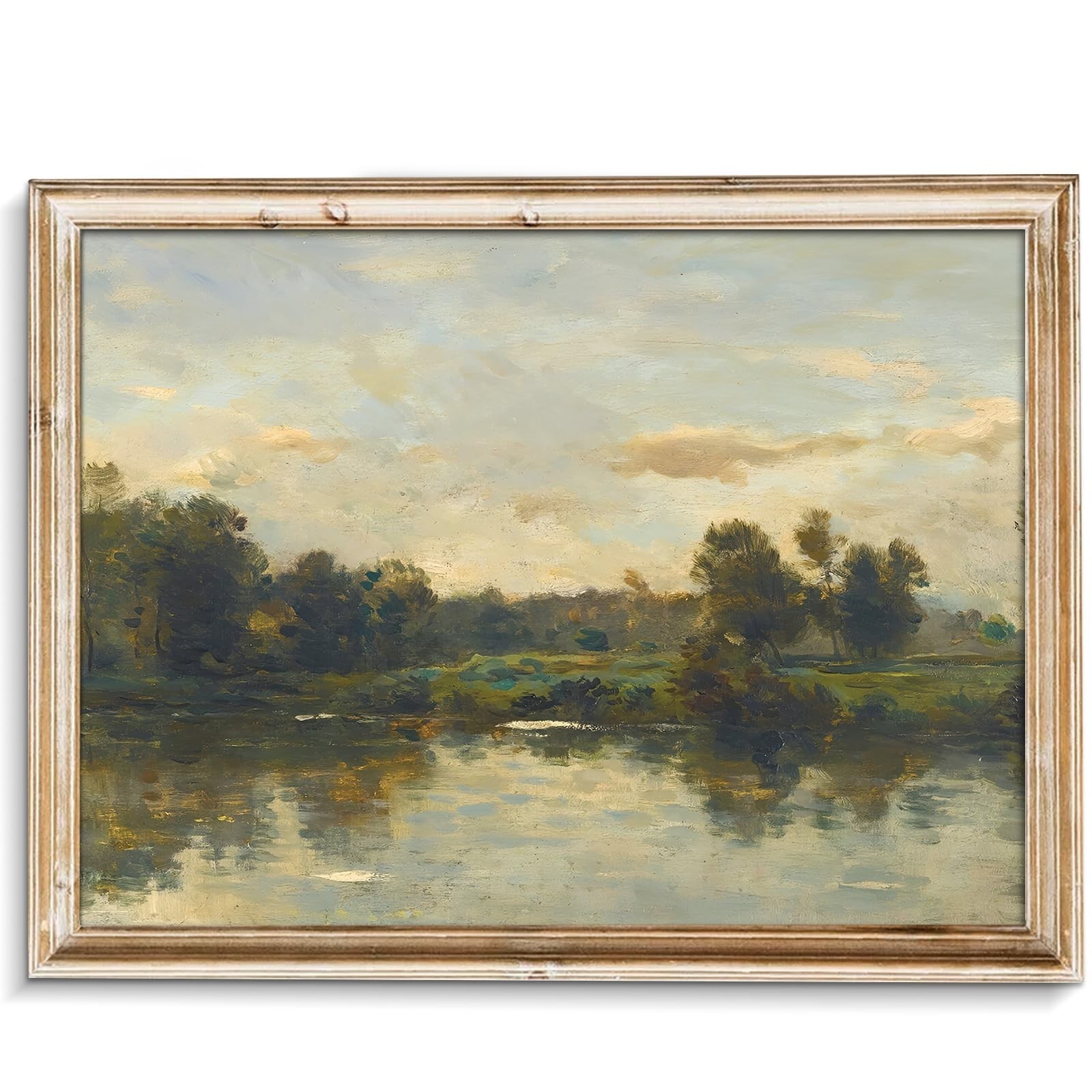 uniro Vintage River Landscape Print Painting Spring Print Vintage Farmhouse P...