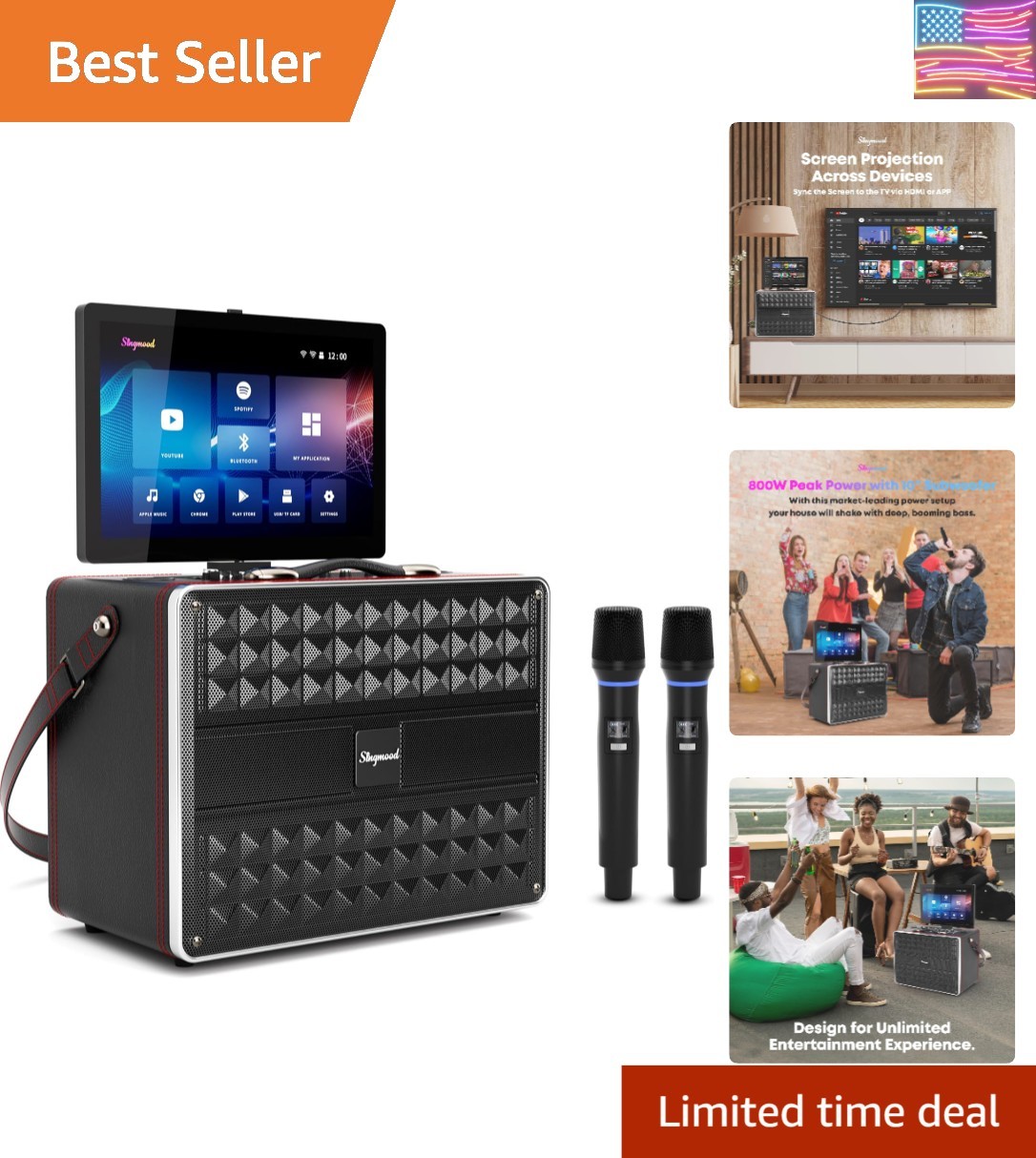 Karaoke Machine for Adults, with Lyrics Display, Smart Portable Big Bluetooth...