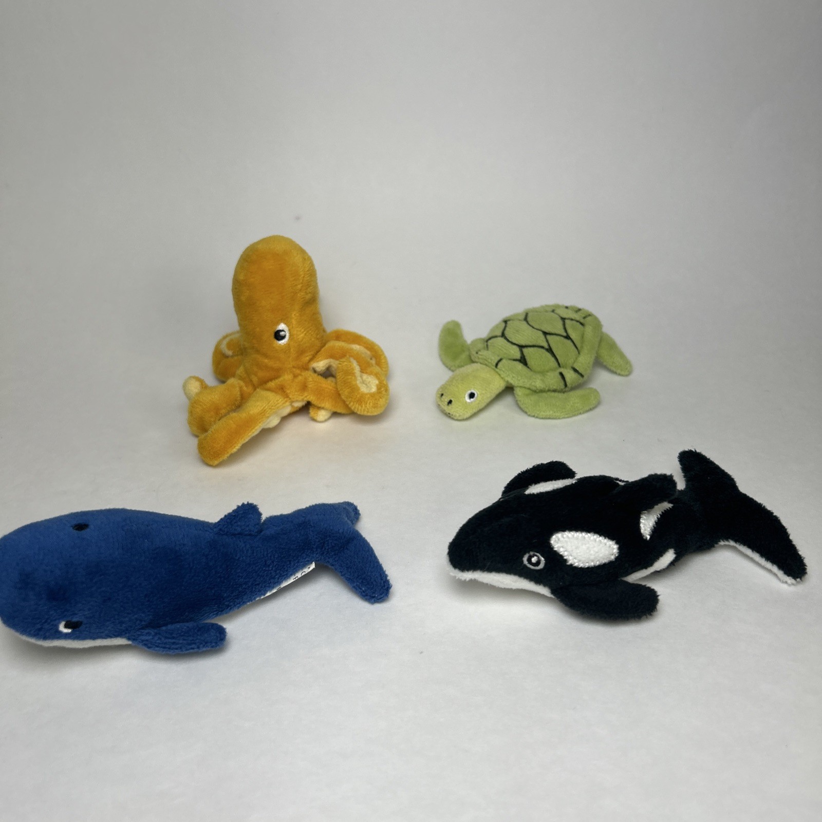 IKEA Small Sea Animals Set of 4, Octopus Sea Turtle Whales Mini Stuffed Animals