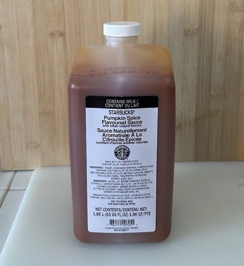 Starbucks Pumpkin Spice Sauce Flavored Syrup 1.86 Liter Best By March 2026