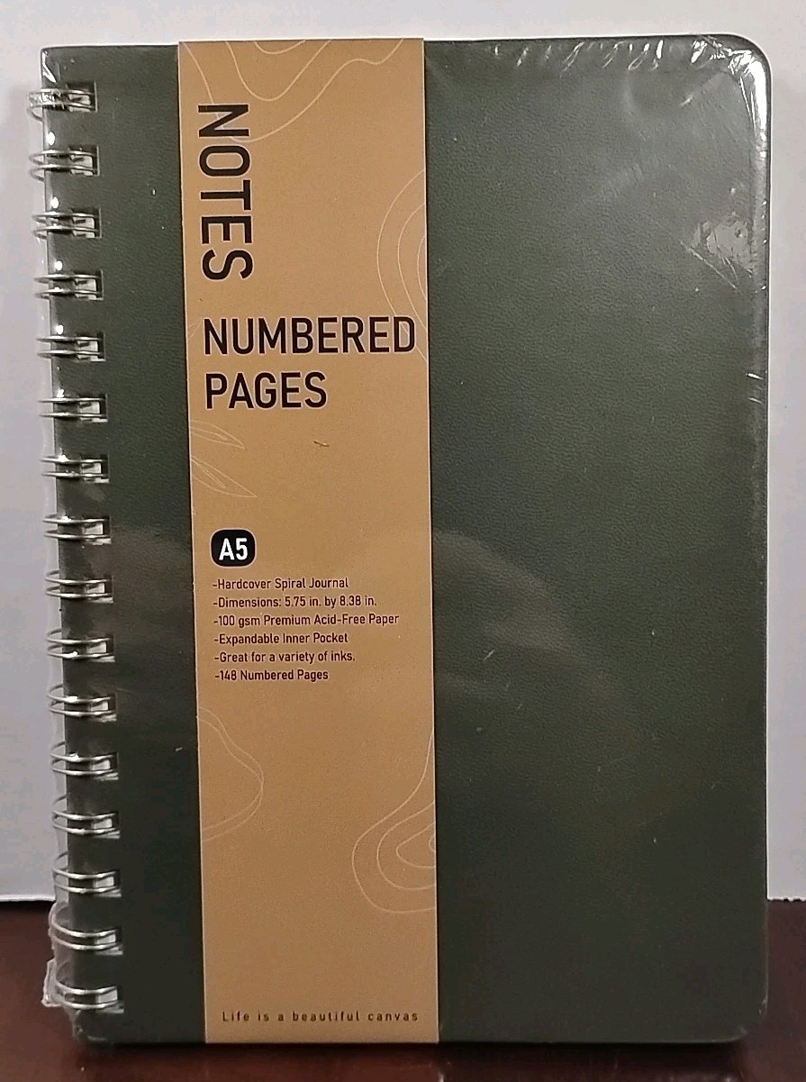 Lined Spiral Journal Notebook - A5 - Hardcover Acid Free Numbered Pages