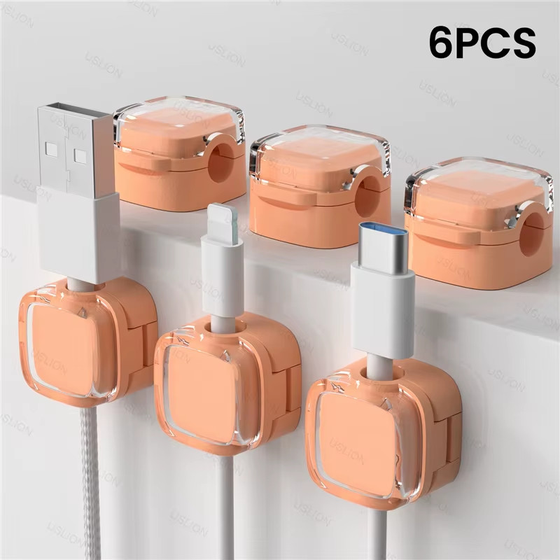 Colorful 6 PCS Magnetic Cable Clips Cable Smooth Adjustable Cord Holder under De