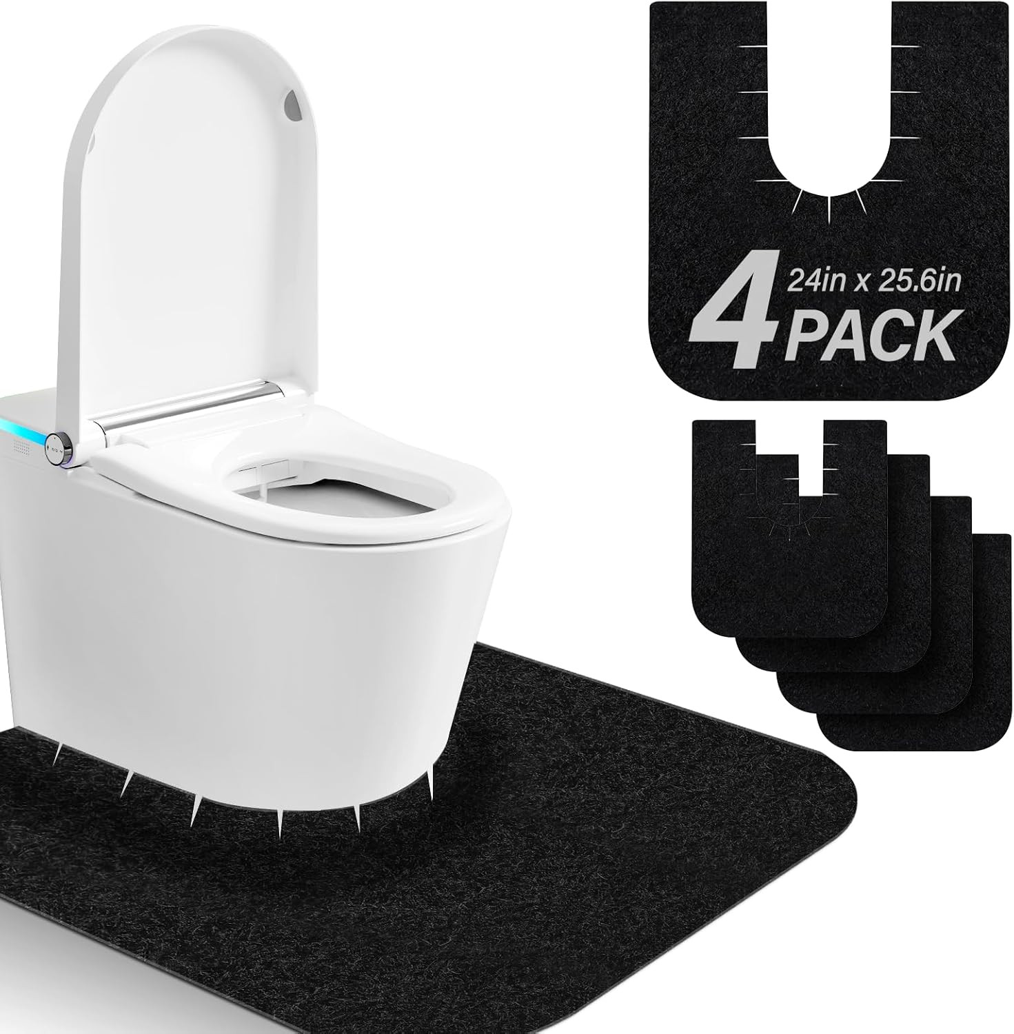 4 Pack Toilet Mats,Upgrade Toilet Floor Protector from Urine,Toilet Rugs U Shape