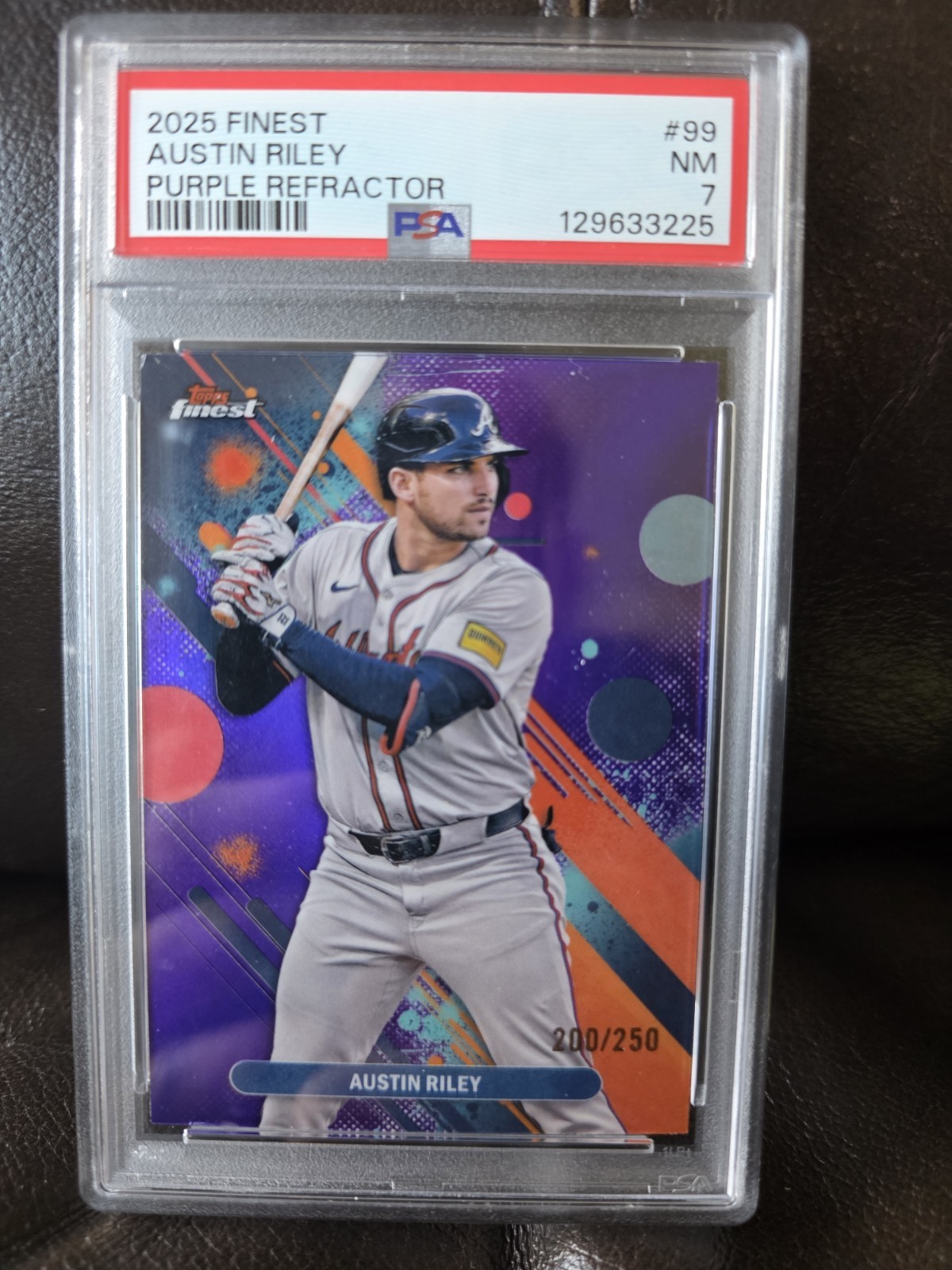 2025 Topps Finest Common Austin Riley /250 Purple Refractor #99 Braves