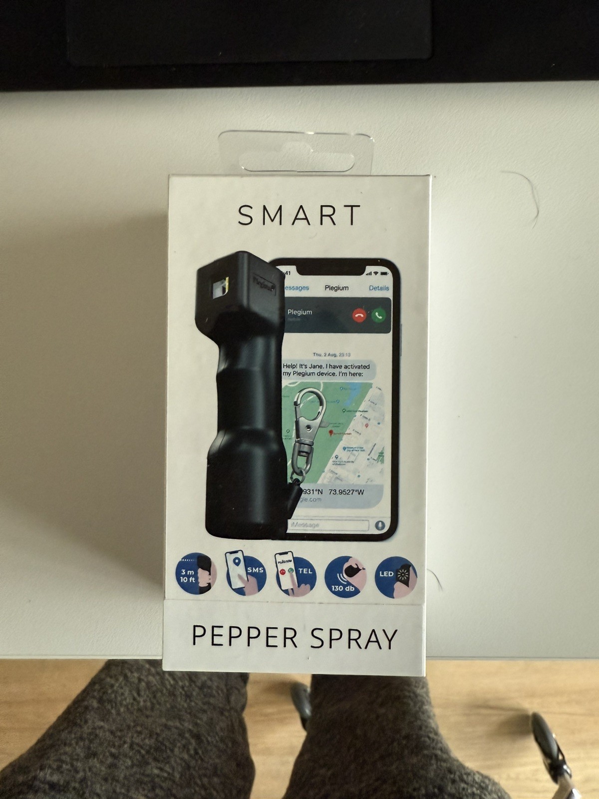 New Plegium Smart Pepper Spray 5-in-1 Free GPS Location Emergency Texts