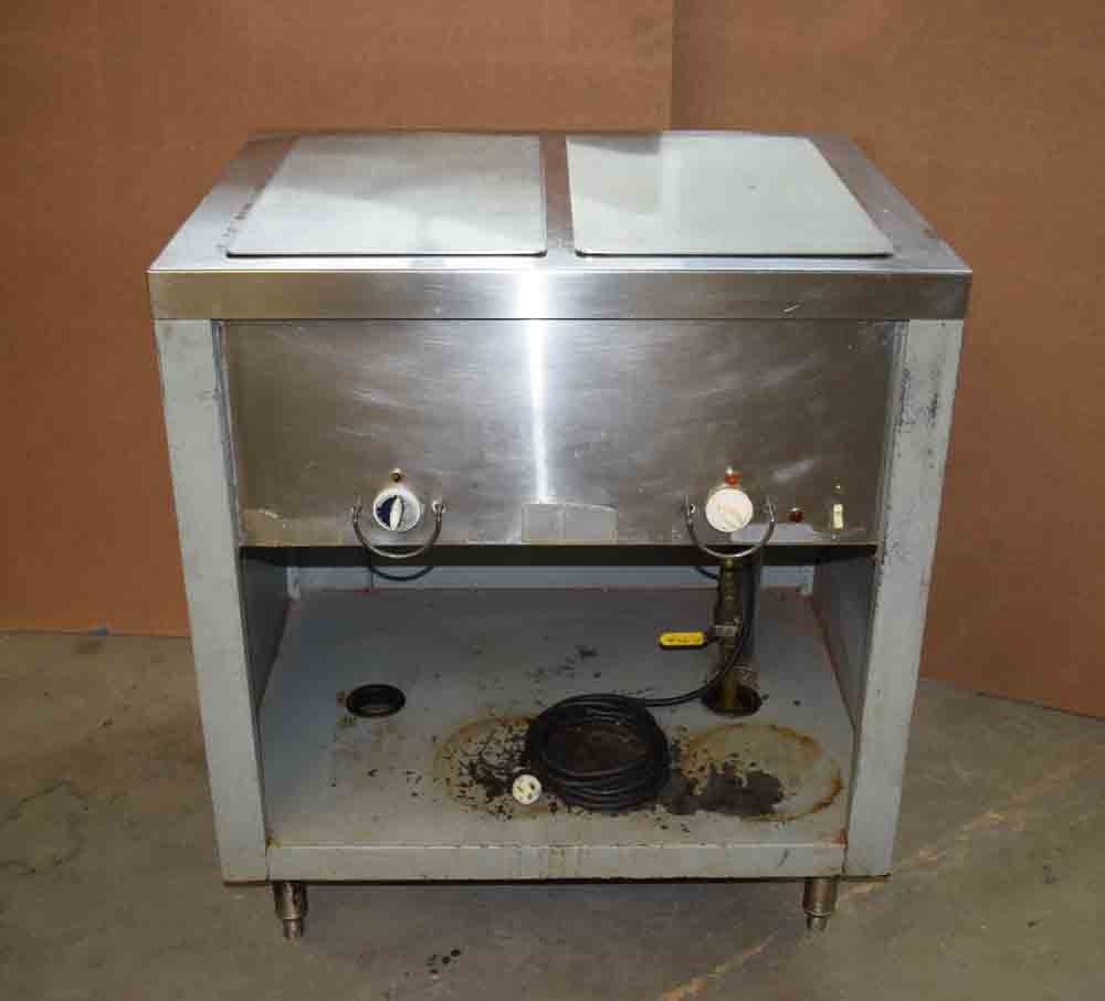 Duke 32"W 2-Well Hot Food Warmer Table Hubert-SS-Covers Thermaduke 20"x12"x6.5"