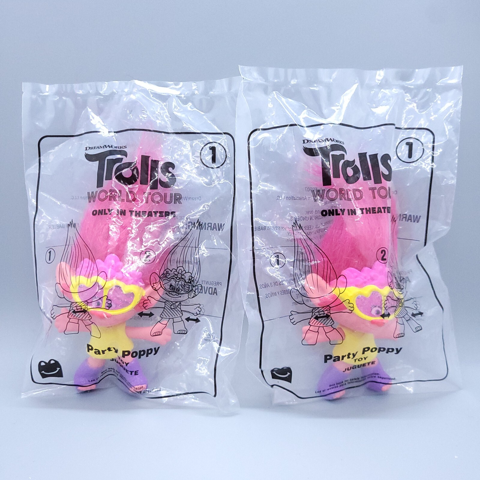 McDonalds 2020 Trolls World Tour Happy Meal Toy Party Poppy #1 New Sealed LOT 2