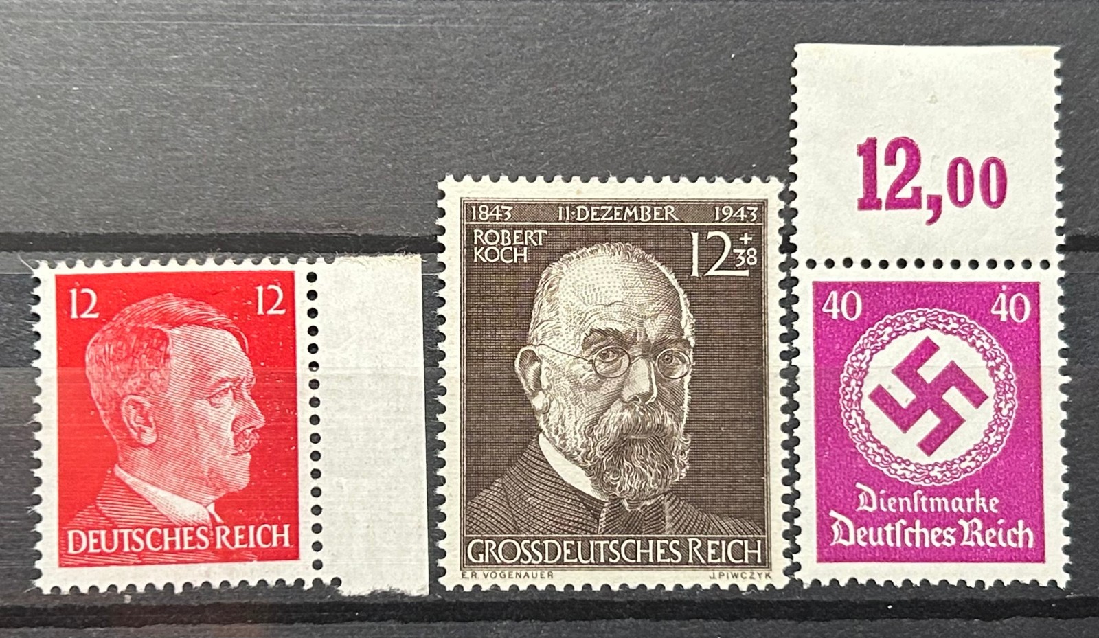 German Classic Reich WWII officials x 3 Hitler swastika etc MNH Mint ww2 /589