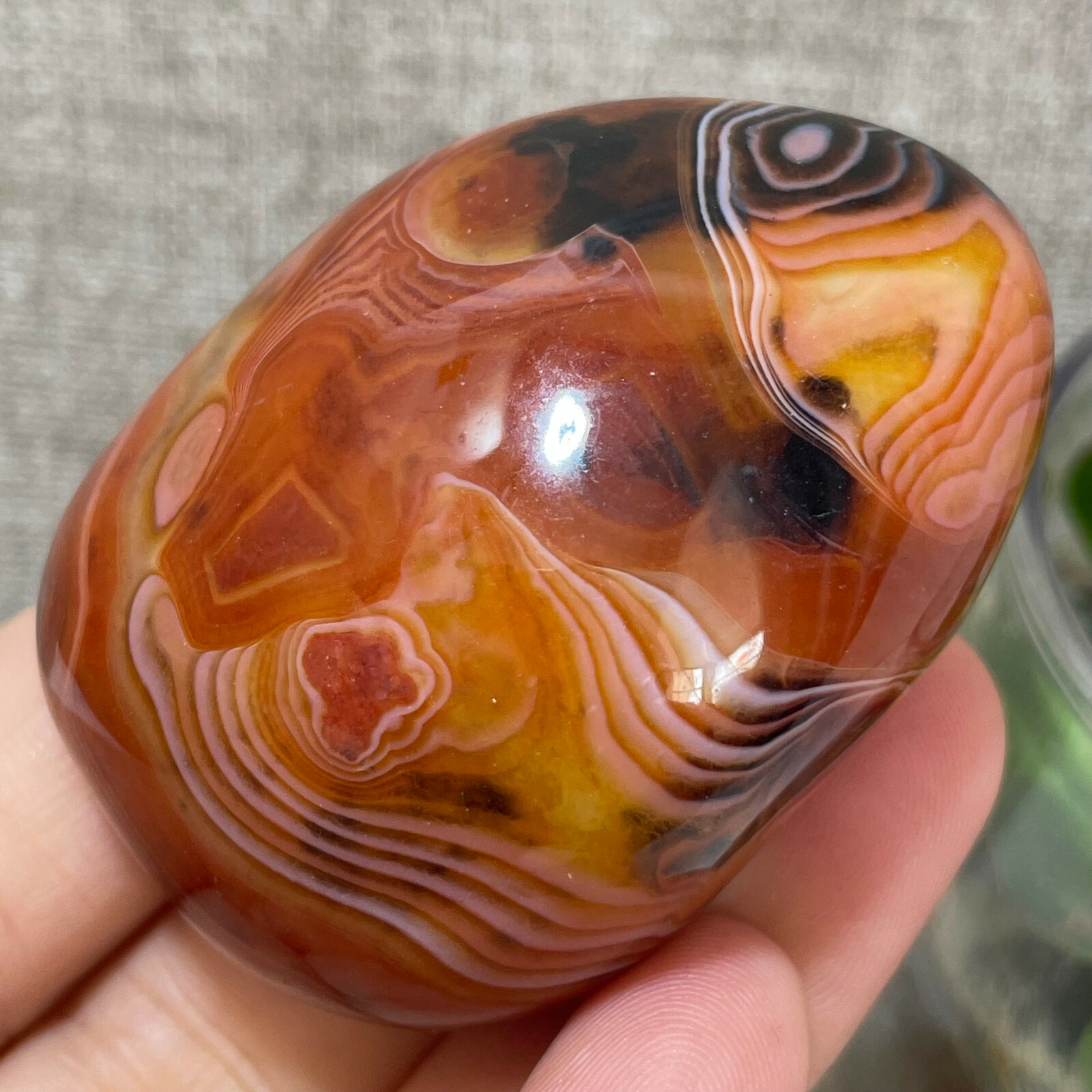 TOP Natural Polished Silk Banded Lace Agate Crystal Madagascar 66g a7763