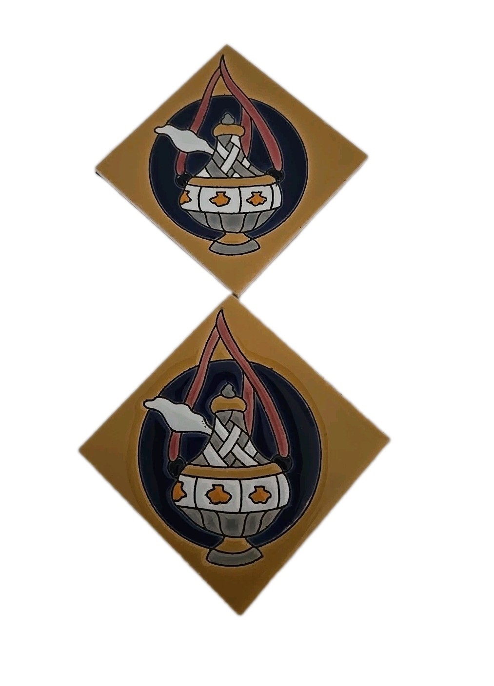 Treasure Vase 3x3 Ceramic Tiles Symbols Wealth, Prosperity,Good Fortune Buddhism