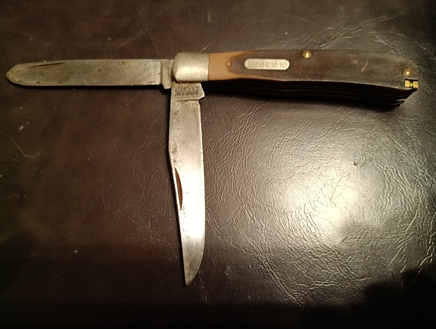 Vintage OLD TIMER  SCHRADE 960T USA Trapper Knife w/ Field Pick & Tweezers 