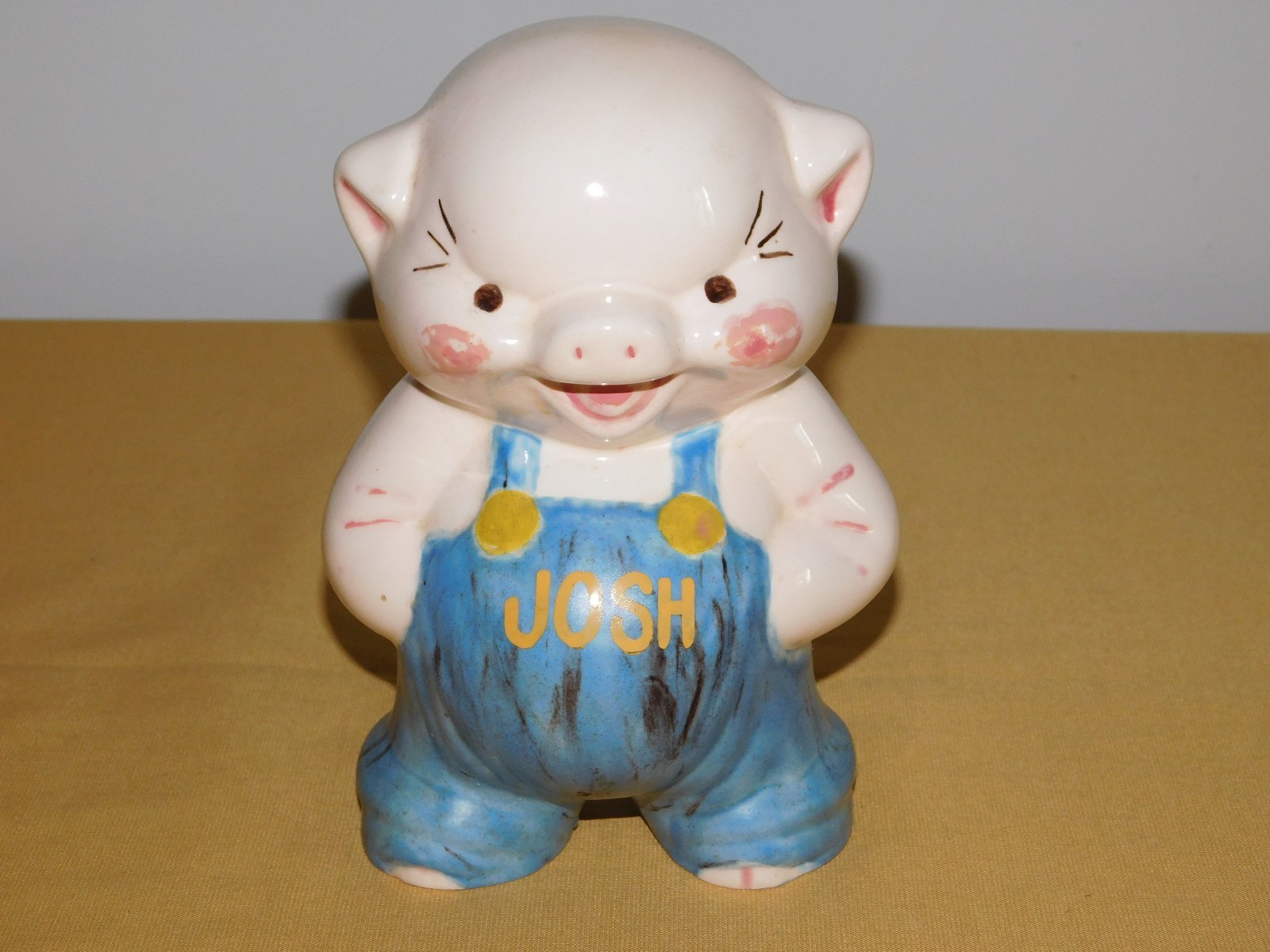 VINTAGE 1982  7 1/2" HIGH JOSH CERAMIC PIG BANK