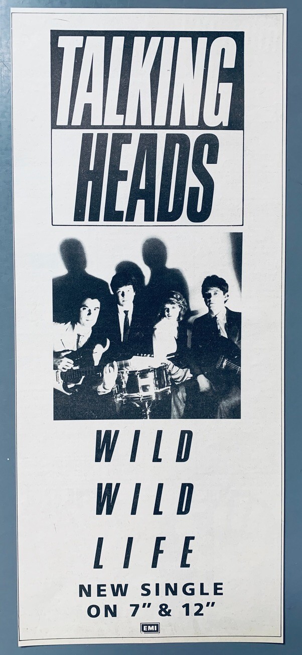 TALKING HEADS 1986 vintage ADVERT WILD WILD LIFE David Byrne TRUE STORIES