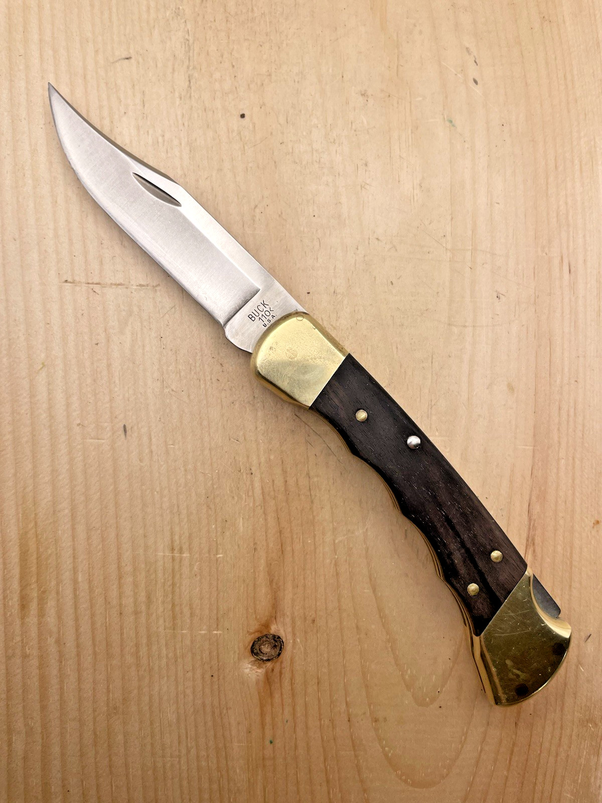 Vintage 1986 Buck 110 Hunters Folding Knife With Finger Grooves Free Shipping!