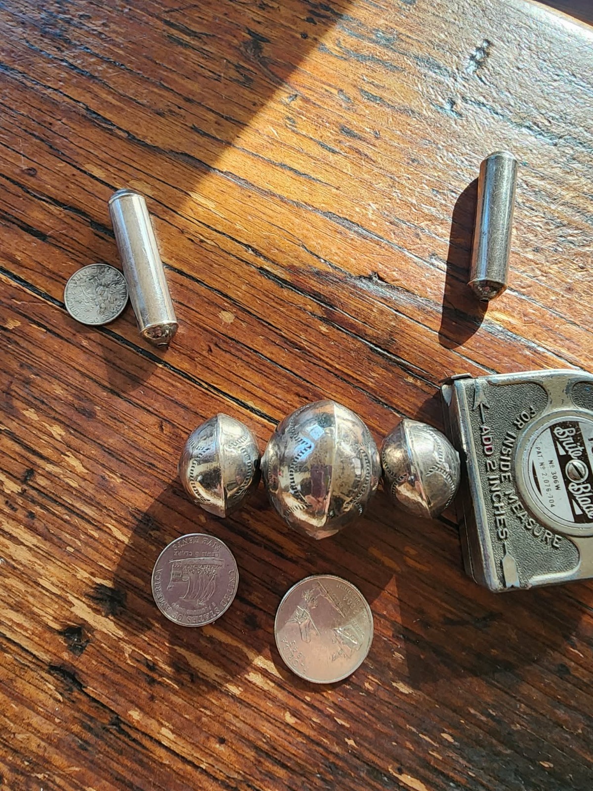 Vtg Sterling Silver Salvaged Stamped Graduated Native American Beads Barrel 