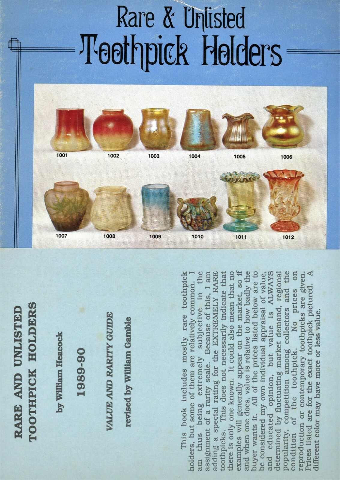 Glass Toothpick Holders - Makers Patterns + Foreign Contemporary / Book + Values