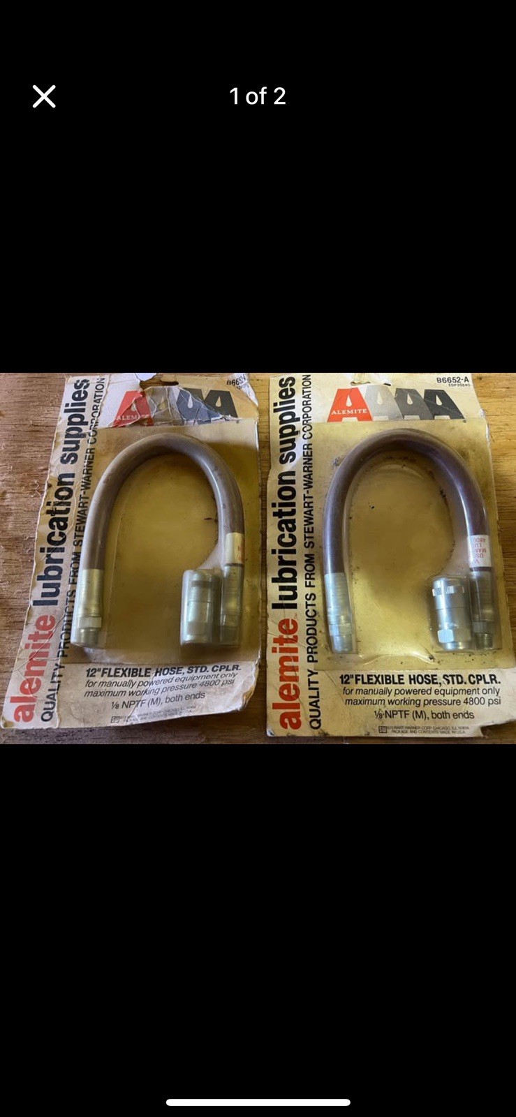 (2) Alemite 12" Flexible Hose Extension  4800PSI, Lot of 2. 