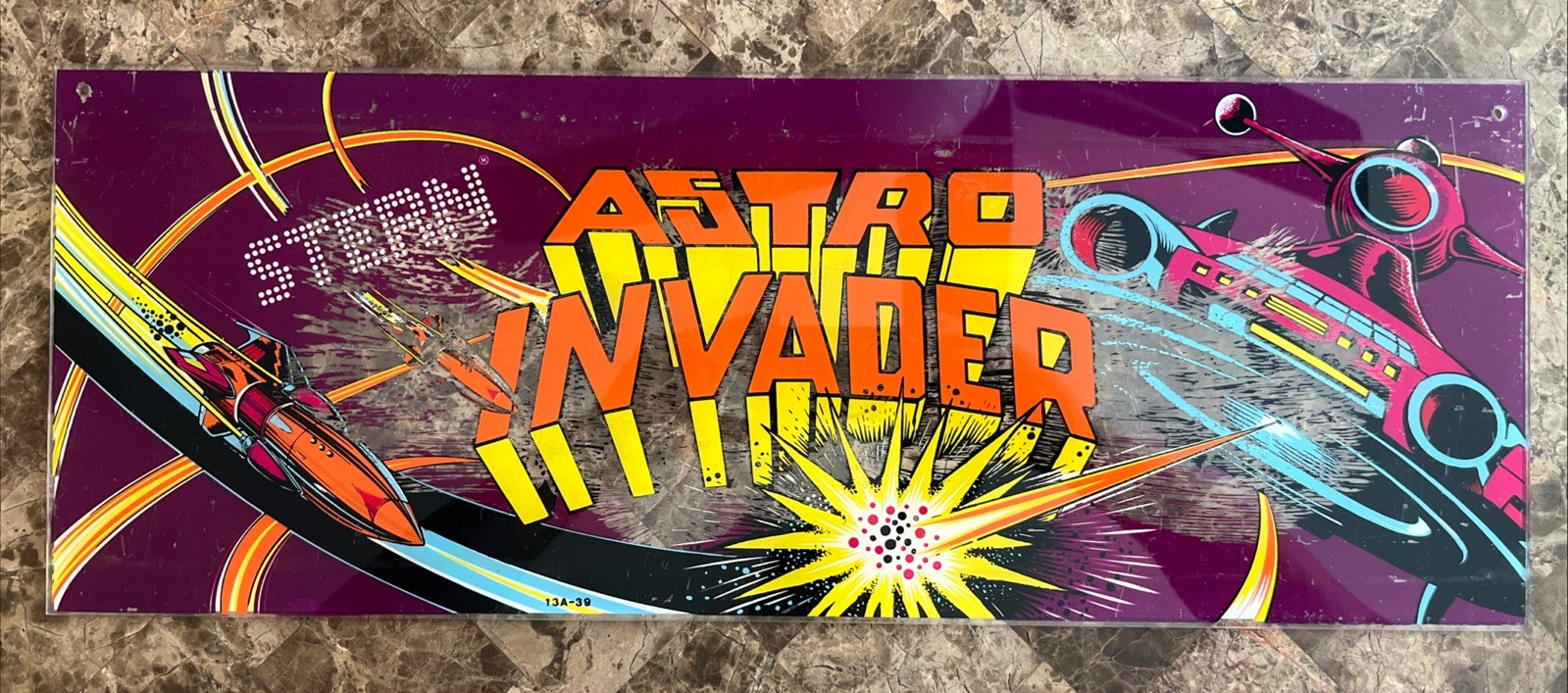 Original 1980 Stern Electronics ASTRO INVADER Video Game Marquee Sign Display