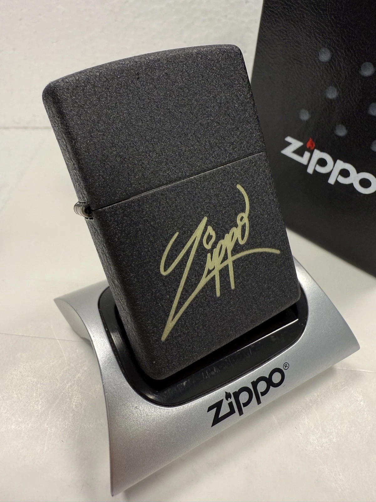 GENUINE Zippo Lighter FOUNDER'S DAY LOGO Black Crackle 2021 NEW IN BOX FAST POST