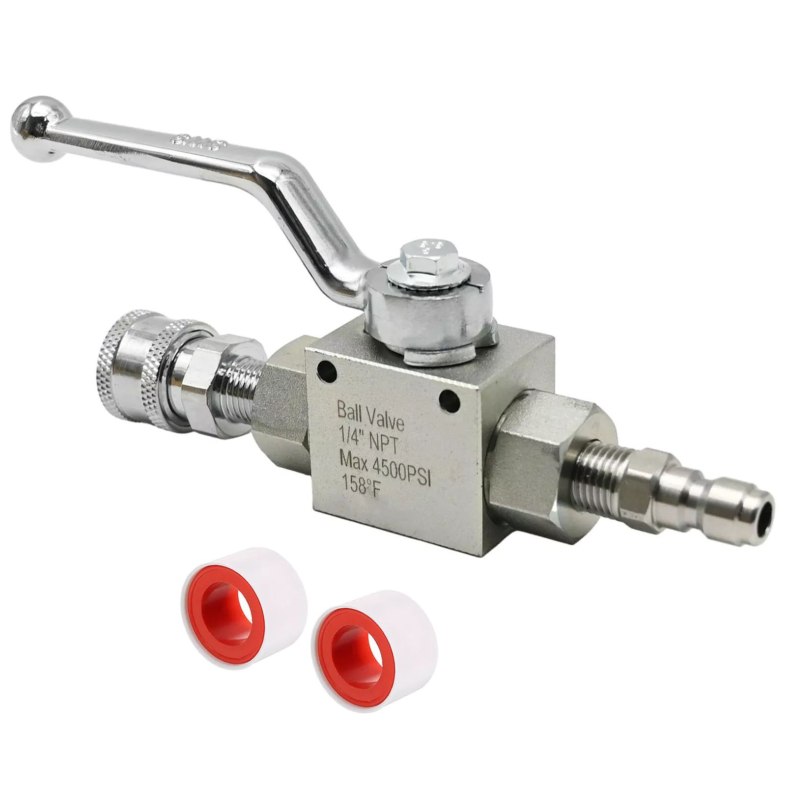 Steel High Pressure Washer Ball Valve Kit for Power Washer Hose 1/4" NPT