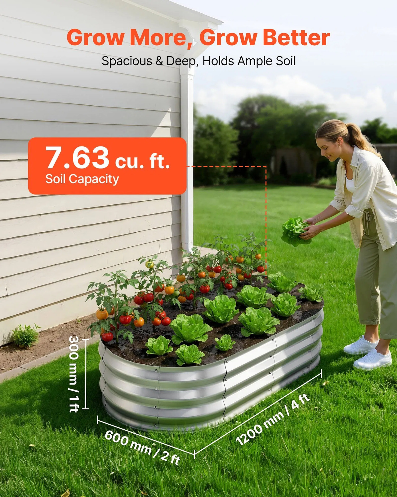 2 Pack Galvanized Raised Garden Beds, 4 x 2 x 1 ft, Oval Metal Planter Boxes Ki