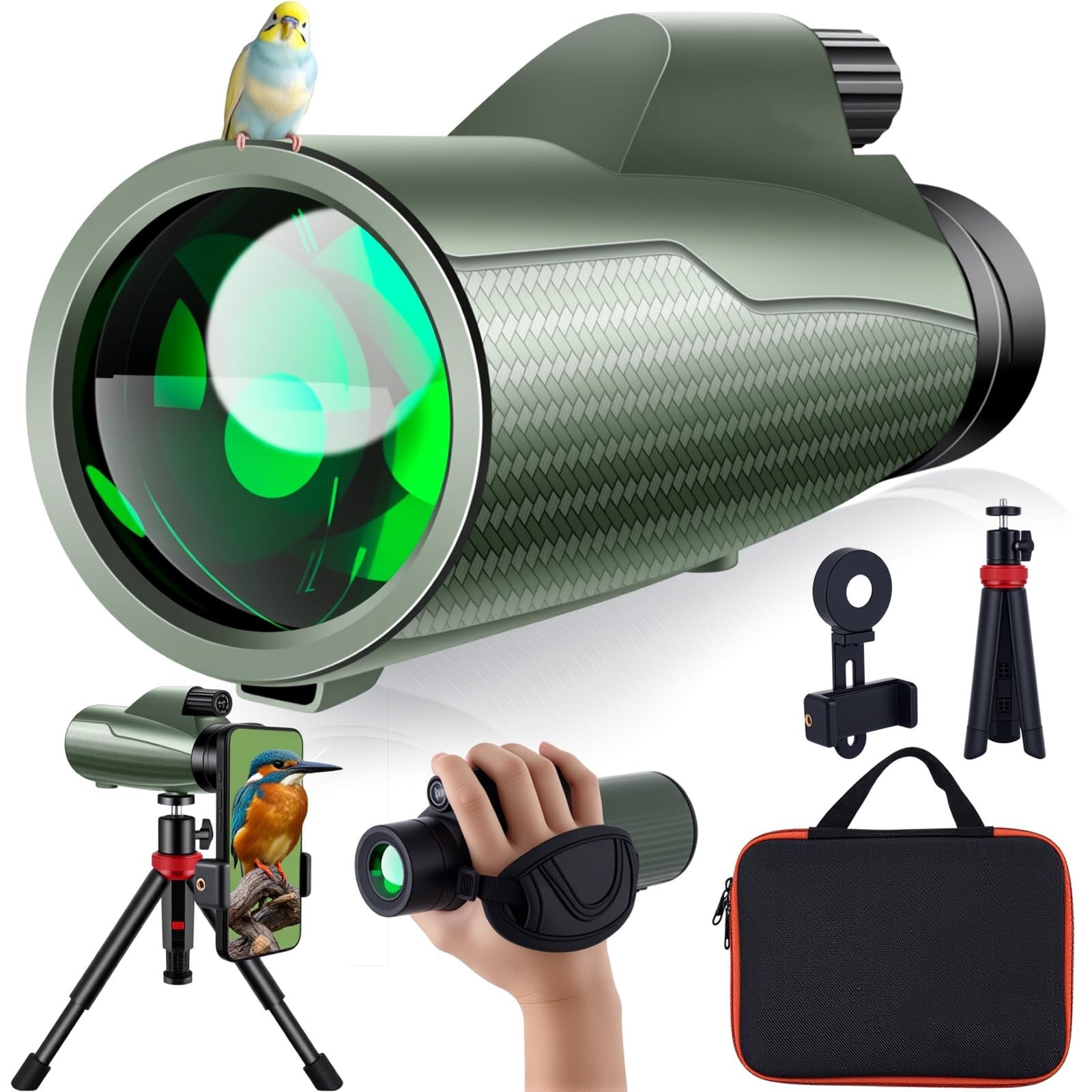 12x56 Monoculars for Adults High Powered, HD BAK4 FMC Monocular Telescope wit...