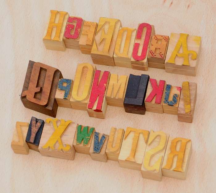 A-Z mixed alphabet letterpress wooden printing blocks wood type Vintage printer 