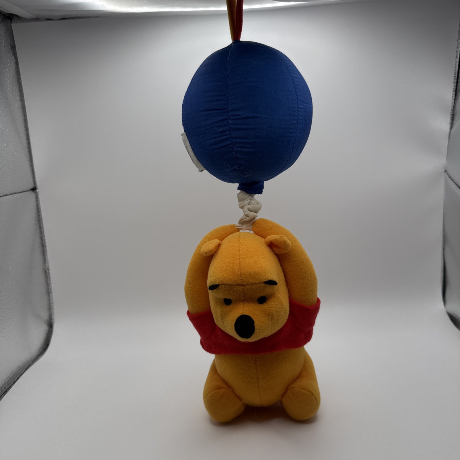 Vintage Winnie the Pooh Toy Musical Balloon Plush Disney Pull Down Crib Mobile