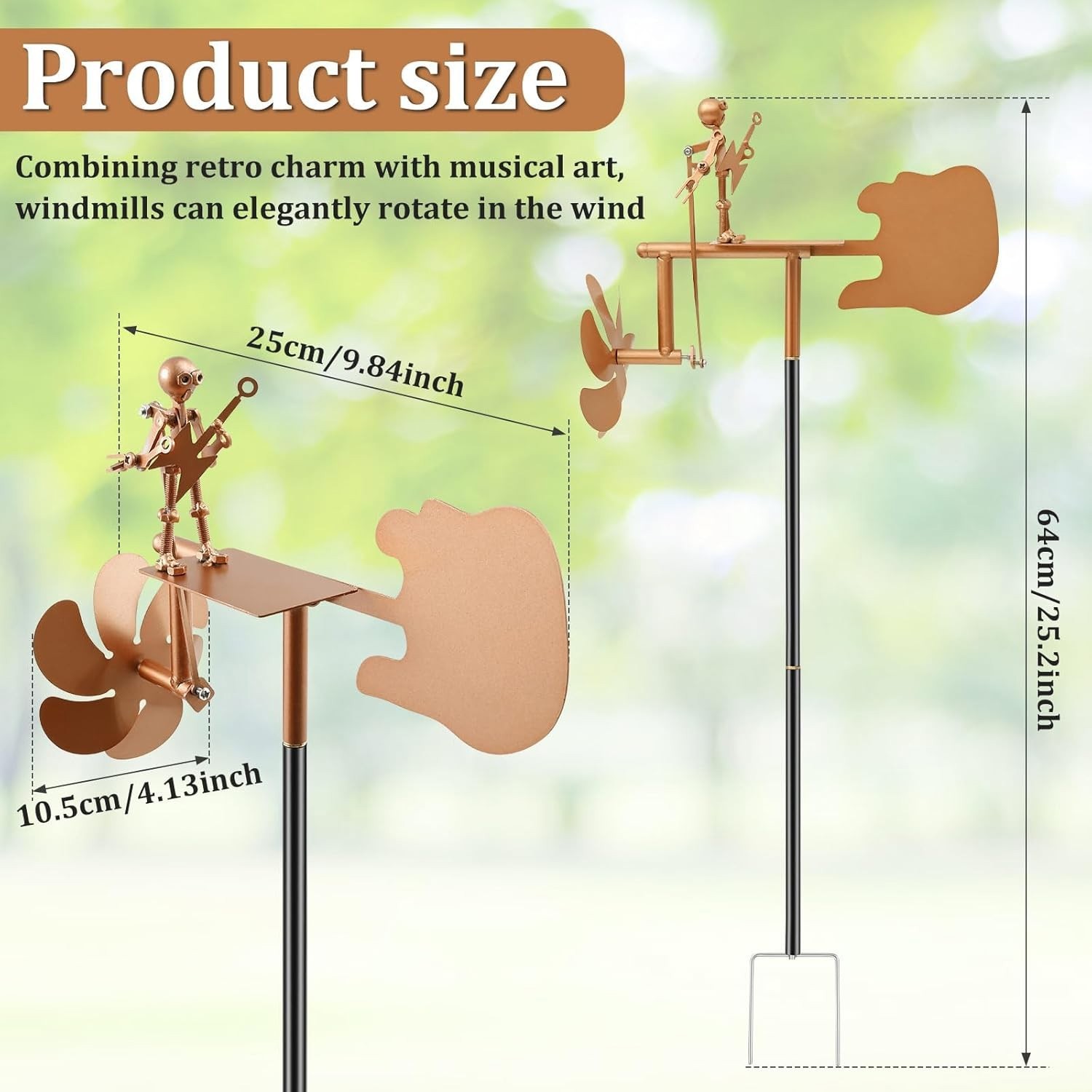 Metal Rock Band Windmill - Handmade Guitar Wind Spinner for Yard/Garden