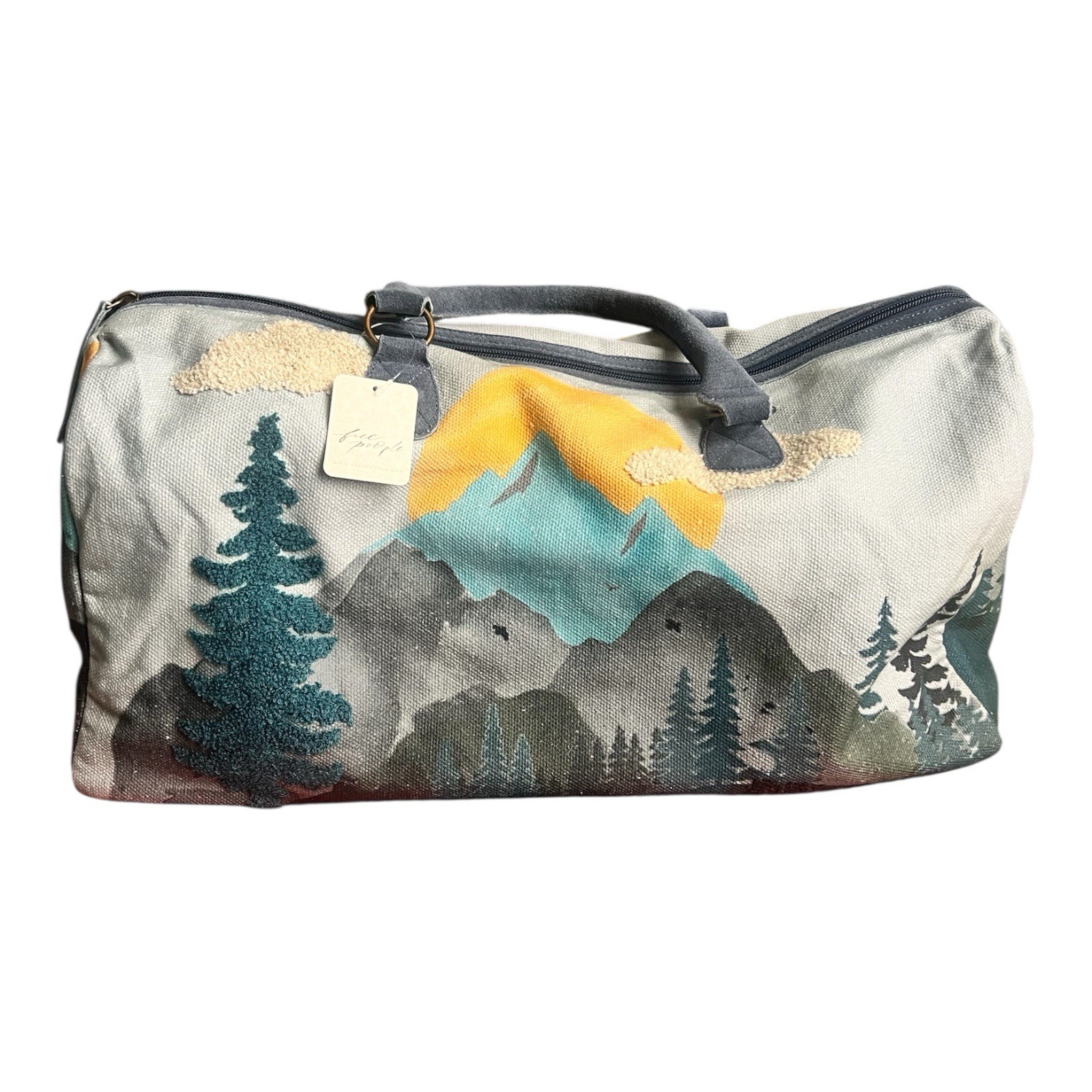 Free People New Horizons Weekender Mountain Blue Duffel Bag Travel Overnight 