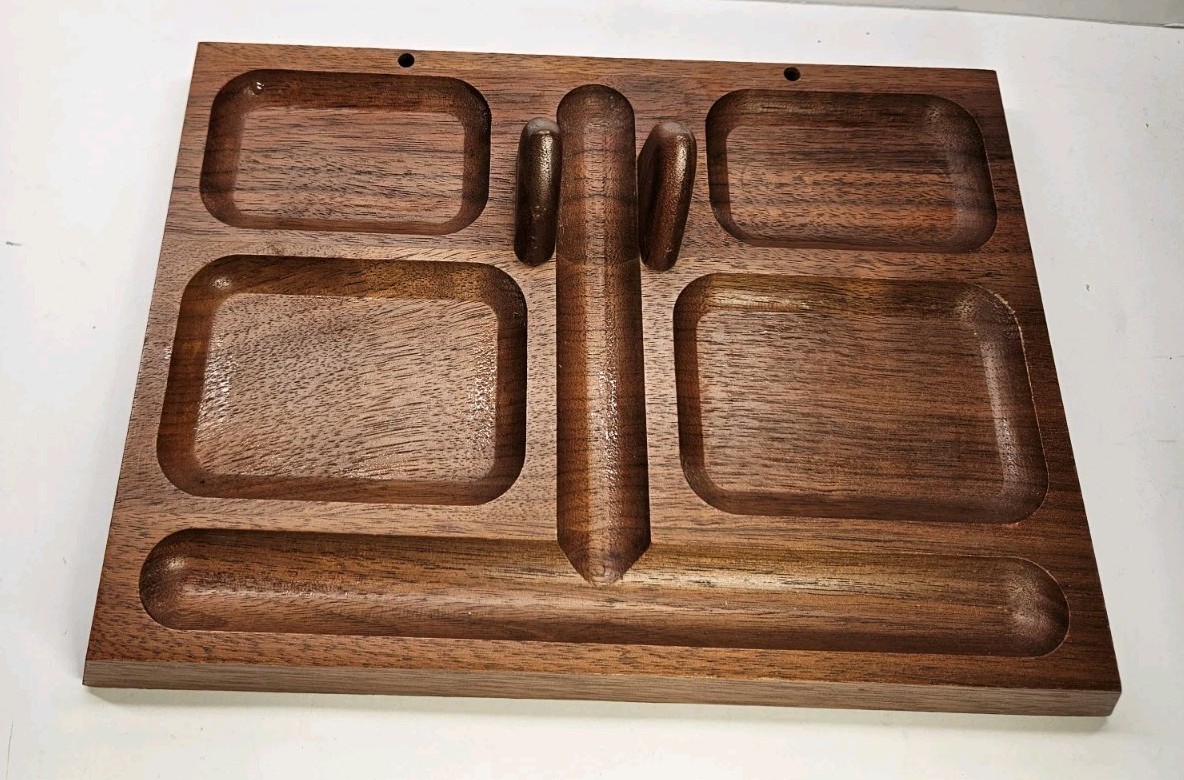 Vintage Solid Walnut Valet Tray