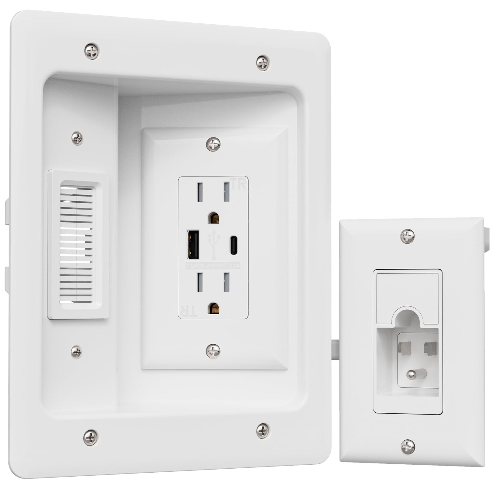 TV Cord Hider for Wall Mounted TV, in-Wall Cable Management Kit, Outlet Box– ...