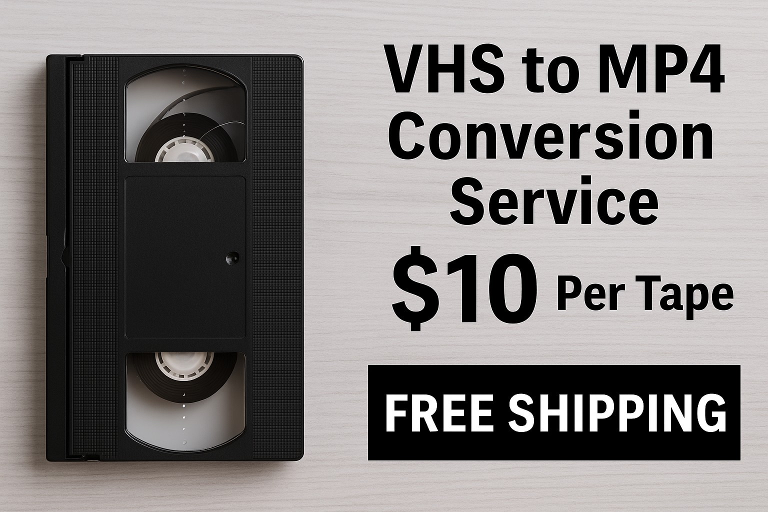 VHS to Digital Conversion Service – MP4 on USB/DVD – $10/Tape. Free Shipping.