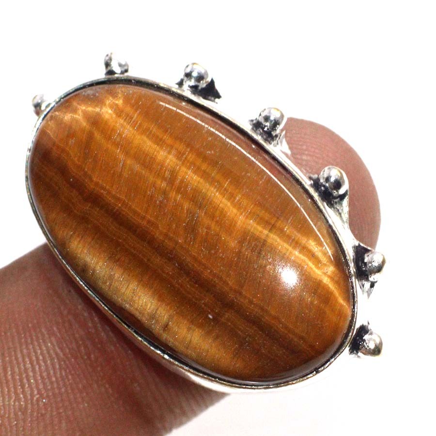 925 Silver Plated Prime Deal Tiger Eye Ring Handmade Size US 10 GW