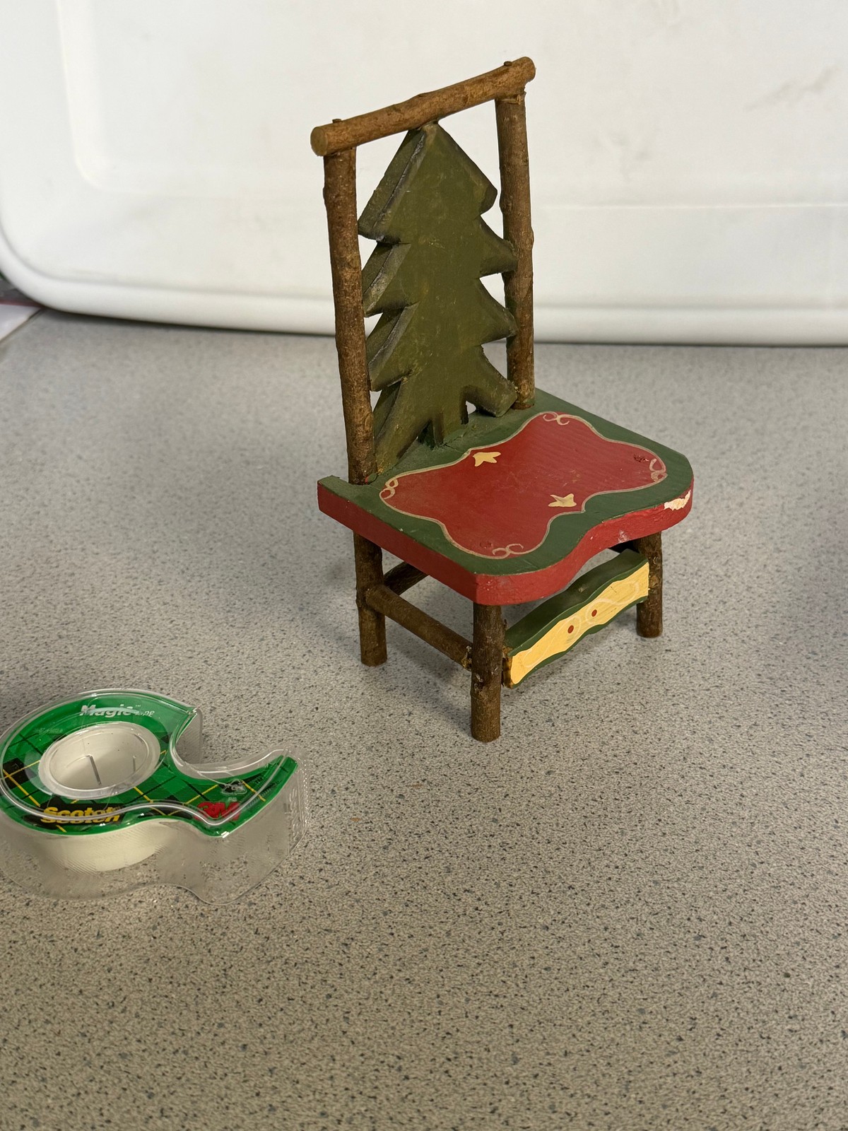 Vintage Miniature Twig Chair Christmas Tree Back Dollhouse Holiday Decor Folk Ar