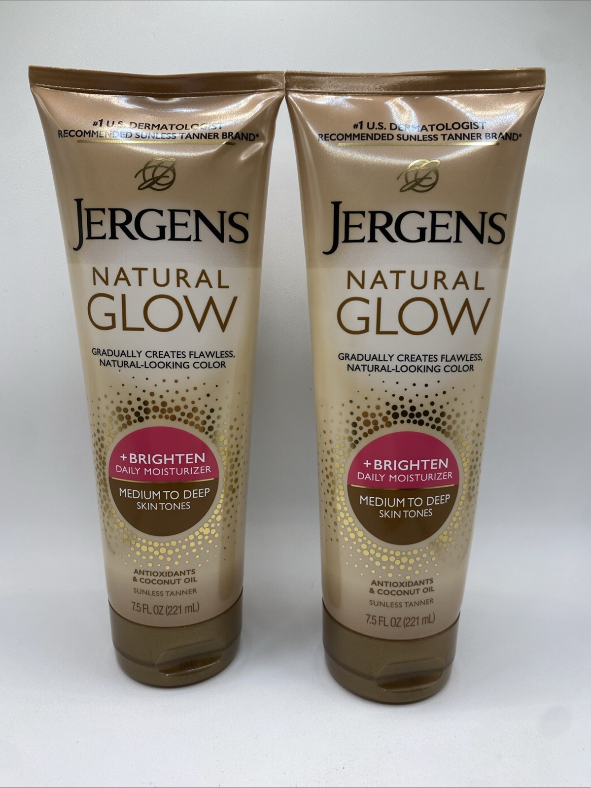 2 Pack Jergens Natural Glow Self Tanner Body Lotion Fair Medium Skin 7.5 Oz
