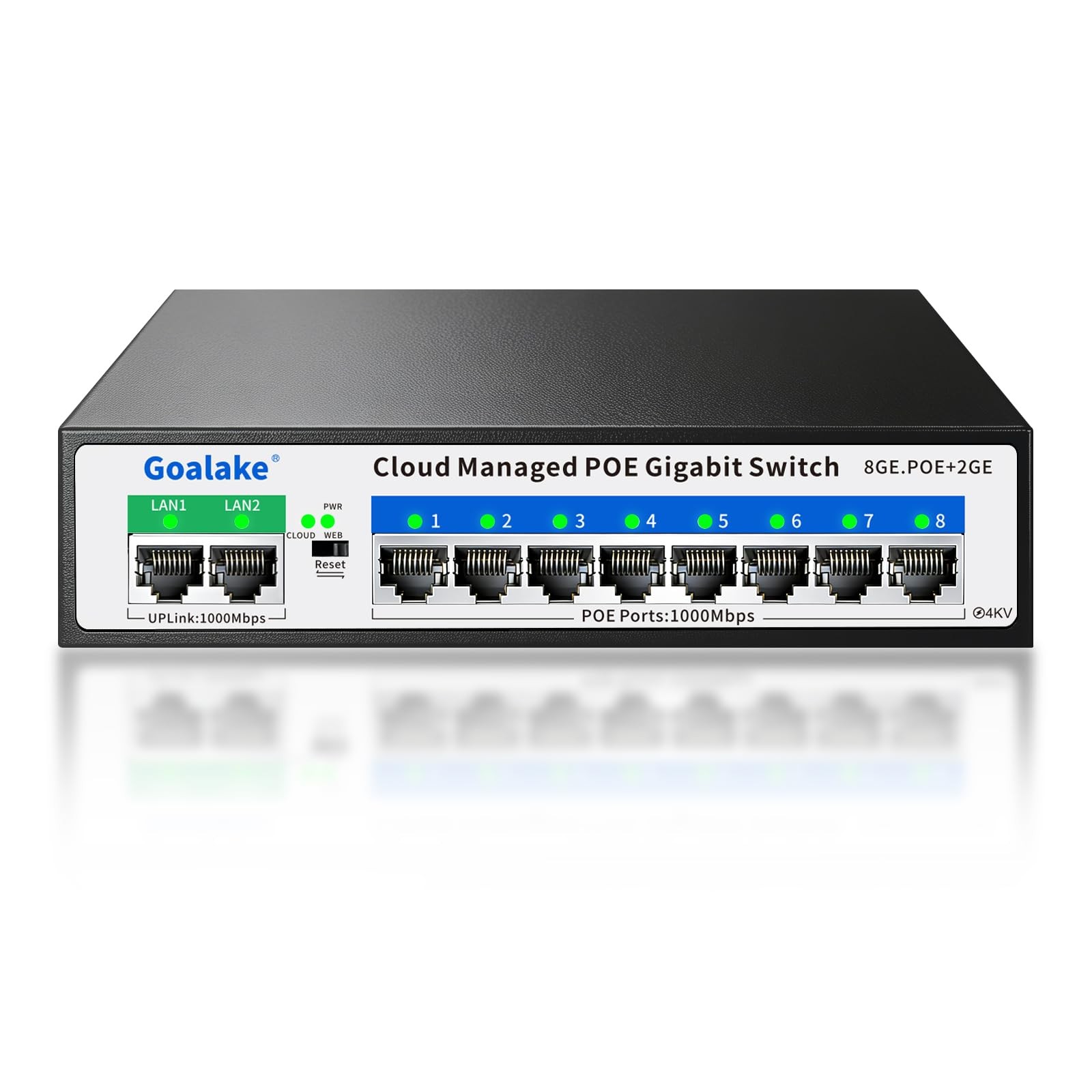 8 Port Gigabit PoE Switch with 2 * 1000Mbps Uplink, Easy Managed 10 Port Giga...