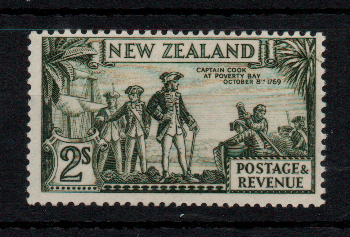 New Zealand 2/- olive green SG589 mint LHM Cat Val £55 WS46433
